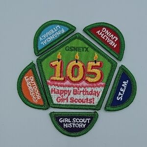 105th Birthday Girl Scouts Patch Set - Multicolor